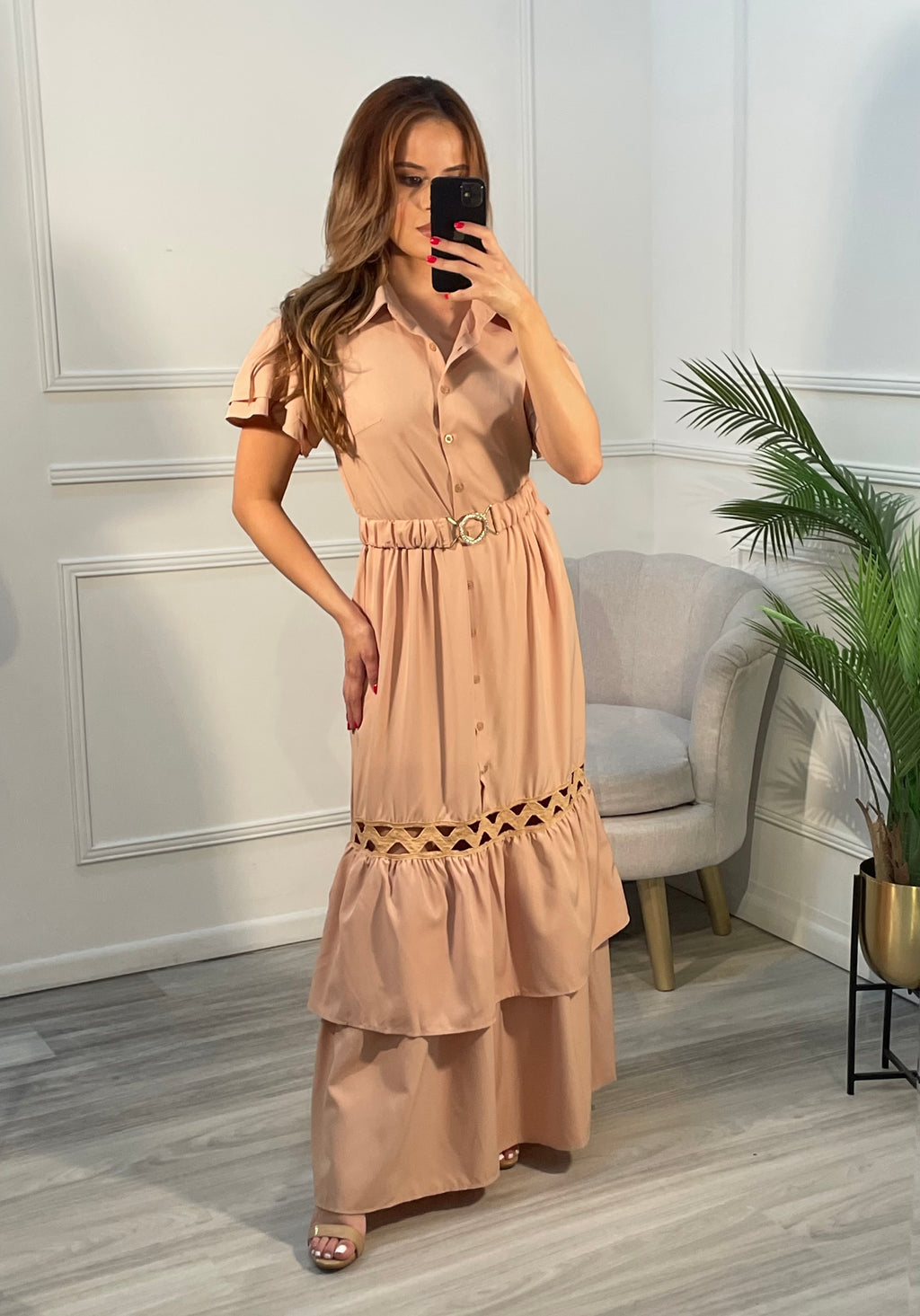 Vestido beige corte A