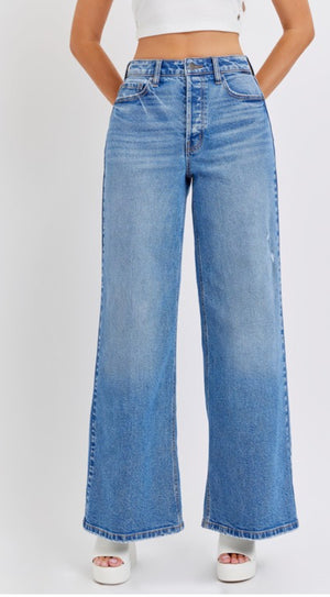 Jeans wide leg celeste